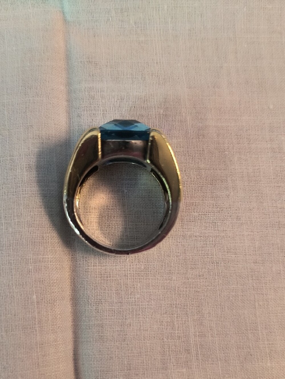 David Yurman Blue Topaz Two-Tone Cable Band Ring - Picture 6 of 7